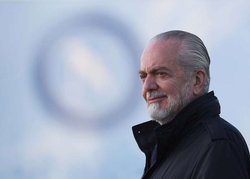 Aurelio De Laurentiis, presidente del Napoli, al centro sportivo