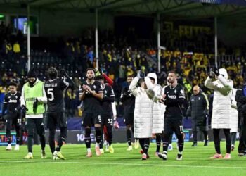 Juventus festeggia la vittoria in Champions League contro il Bodo/Glimt