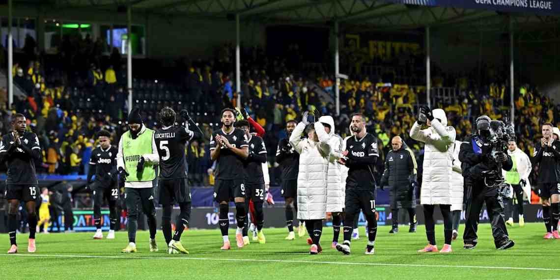 Juventus festeggia la vittoria in Champions League contro il Bodo/Glimt