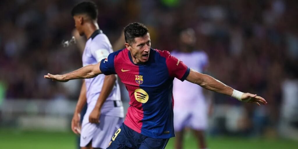 Lewandowski con la maglia del Barcellona