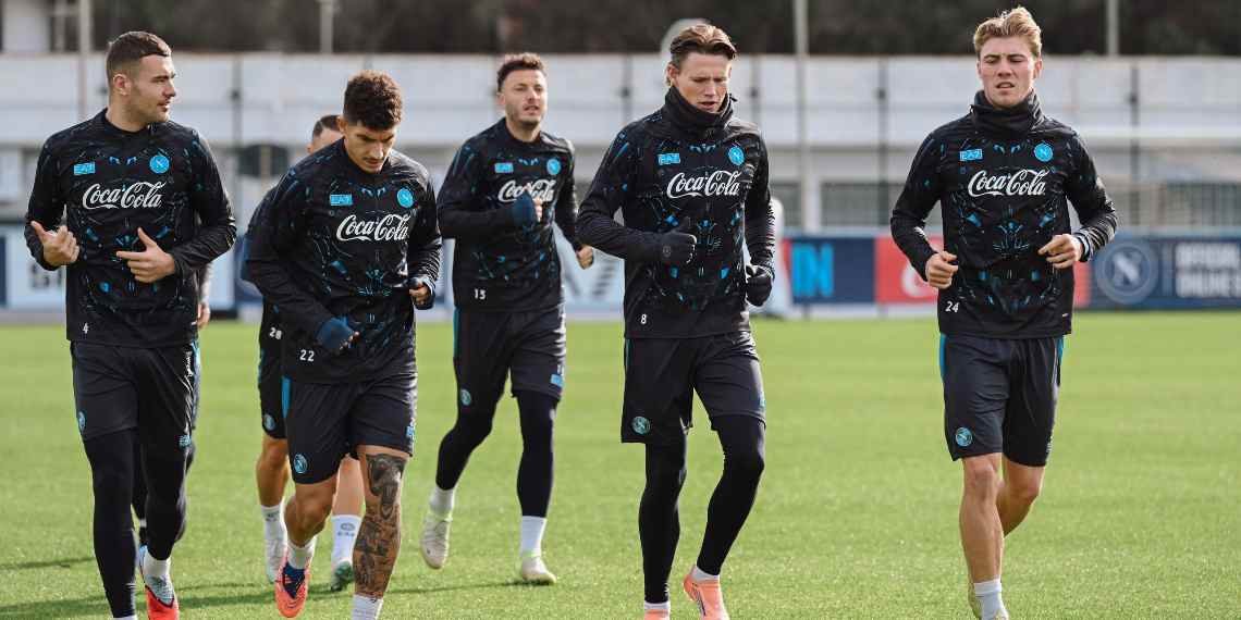Napoli, i calciatori si allenano in vista della Coppa Italia